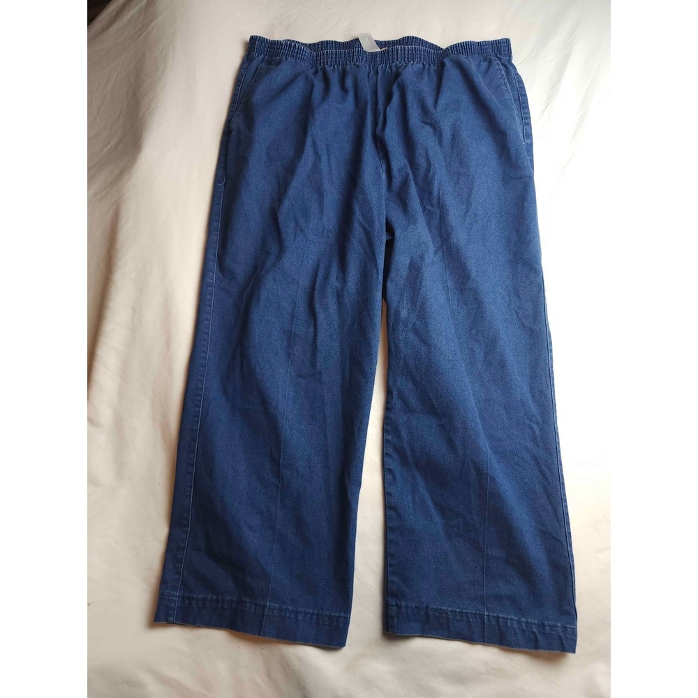 Alfred Dunner Pants Womens Size 18W Blue Casual Pull On Denim Chambray Cropped